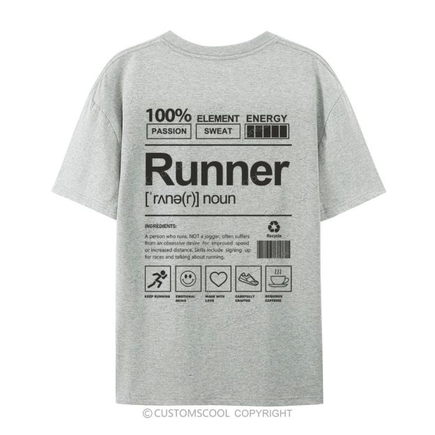 Runner Casual Short Sleeve T-Shirt Customscool