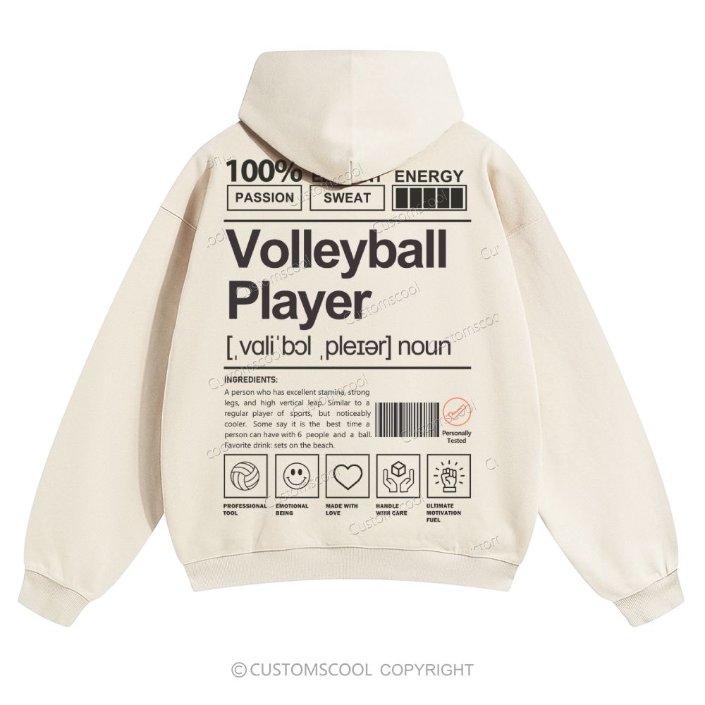 Volleyball Player Solid Color Hoodie Customscool