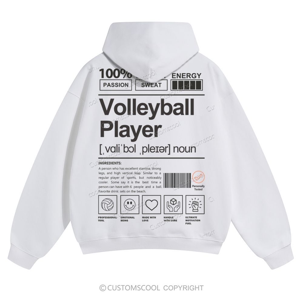 Volleyball Player Solid Color Hoodie Customscool
