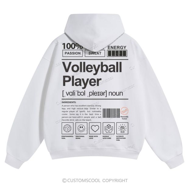 Volleyball Player Solid Color Hoodie Customscool