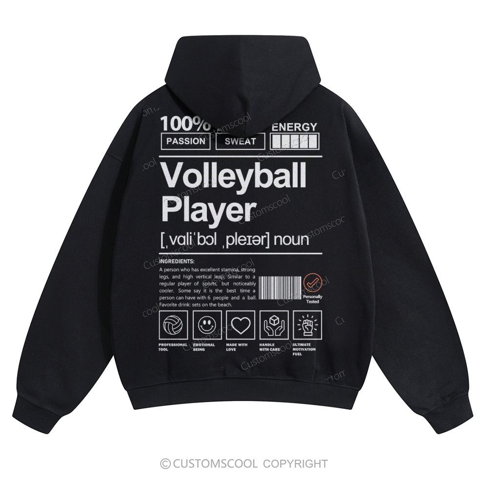 Volleyball Player Solid Color Hoodie
