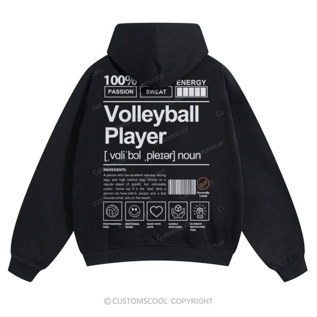 Volleyball Player Solid Color Hoodie Customscool