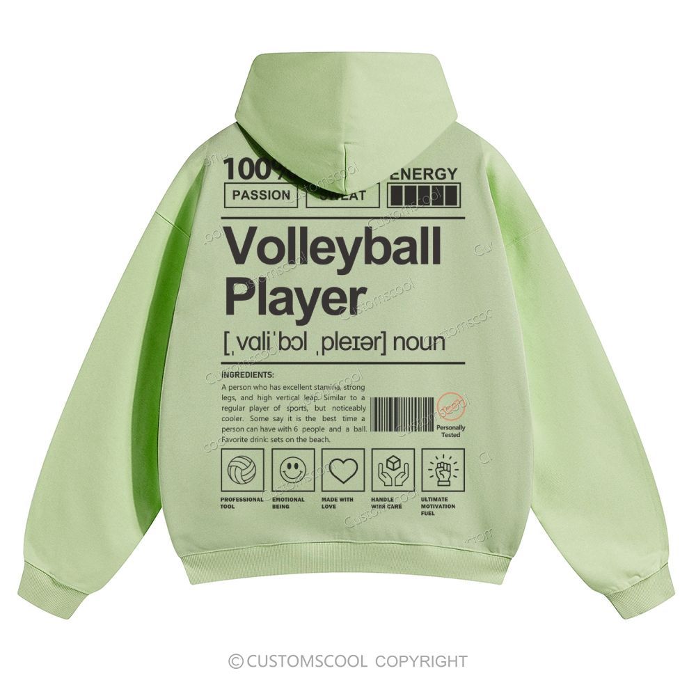 Volleyball Player Solid Color Hoodie Customscool