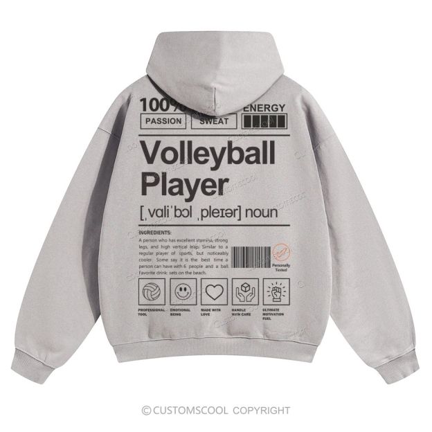 Volleyball Player Solid Color Hoodie Customscool
