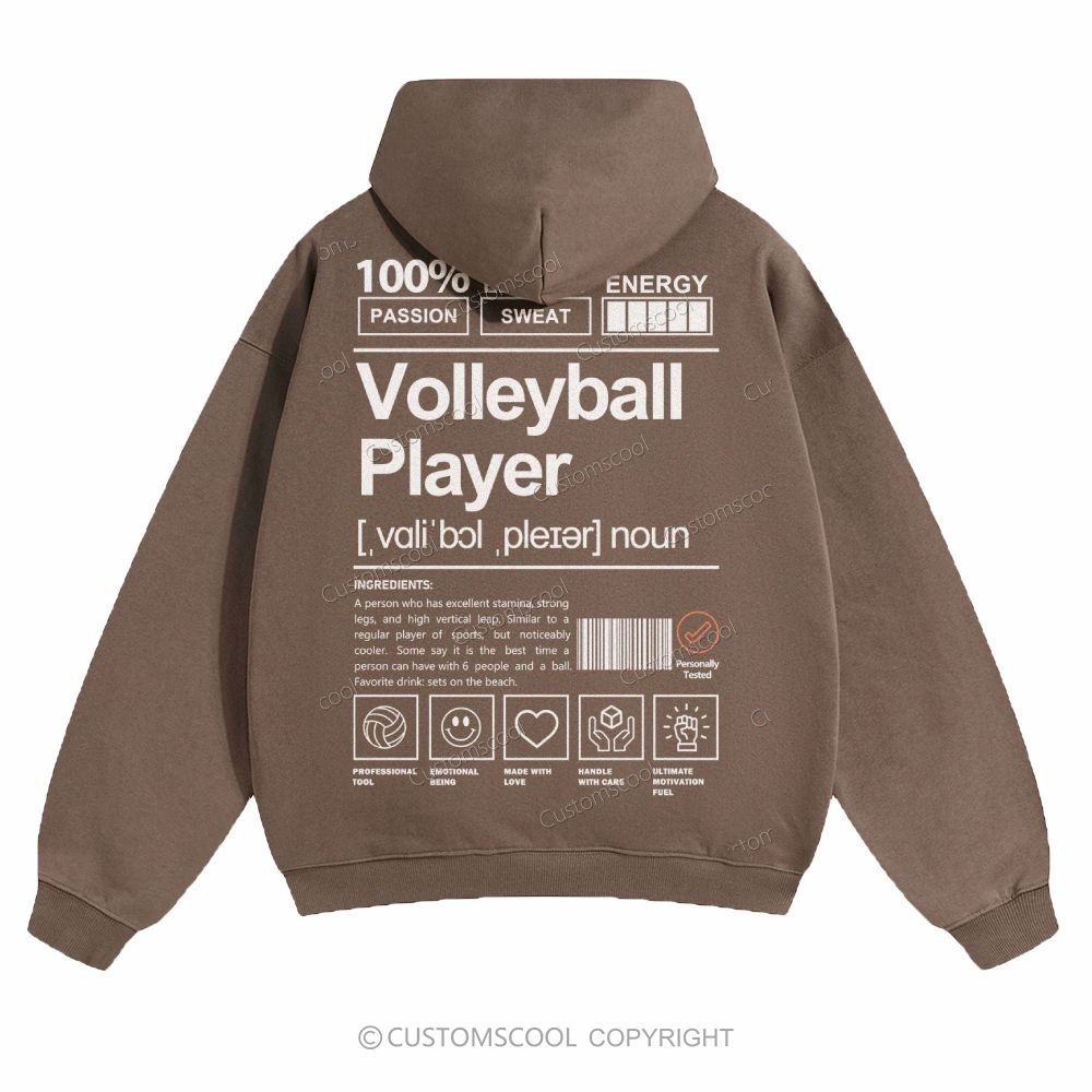 Volleyball Player Solid Color Hoodie Customscool