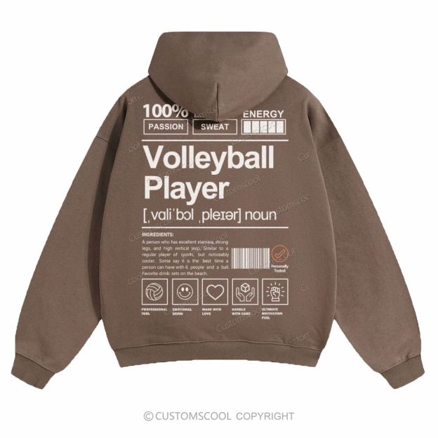 Volleyball Player Solid Color Hoodie Customscool