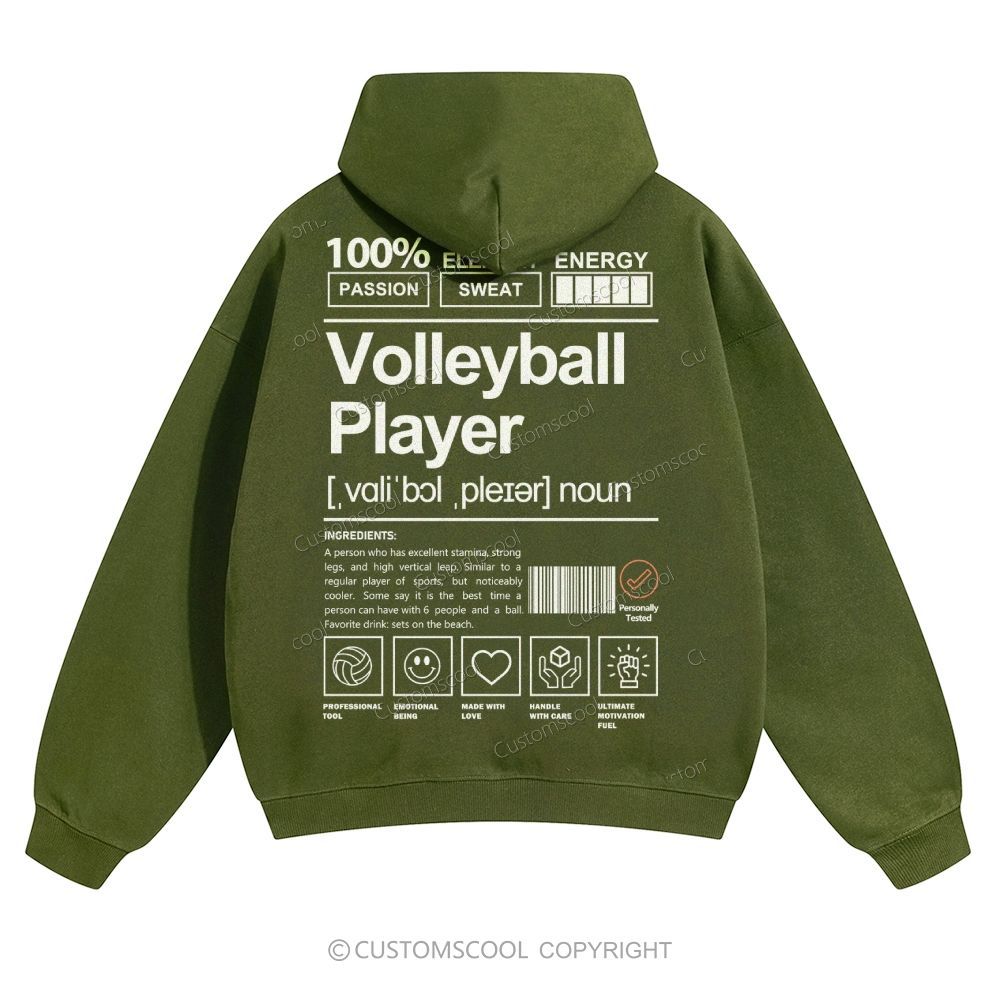 Volleyball Player Solid Color Hoodie Customscool