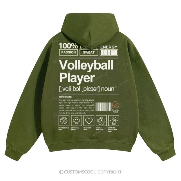 Volleyball Player Solid Color Hoodie Customscool