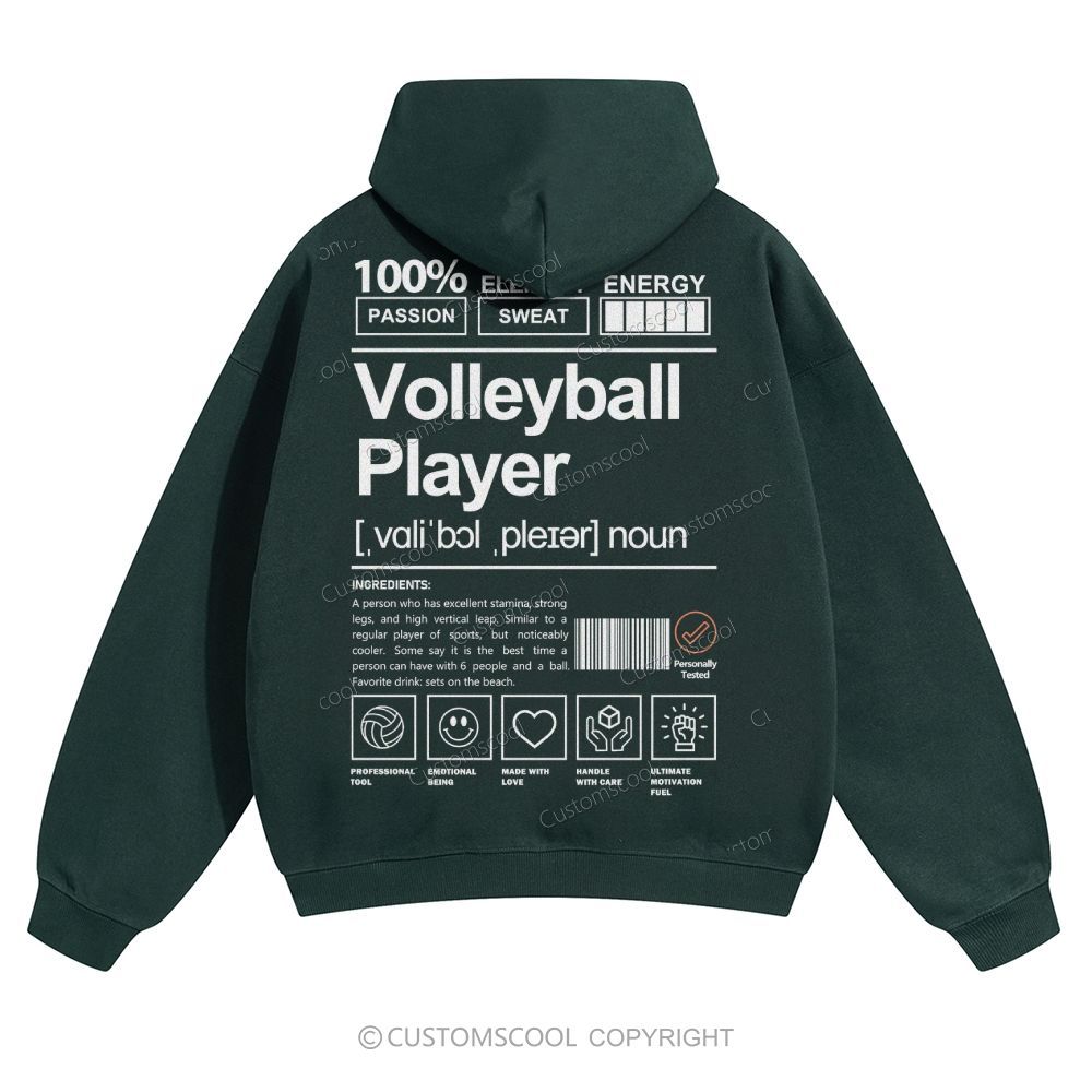 Volleyball Player Solid Color Hoodie Customscool
