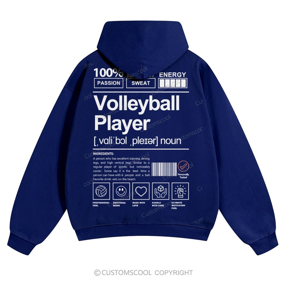 Volleyball Player Solid Color Hoodie Customscool
