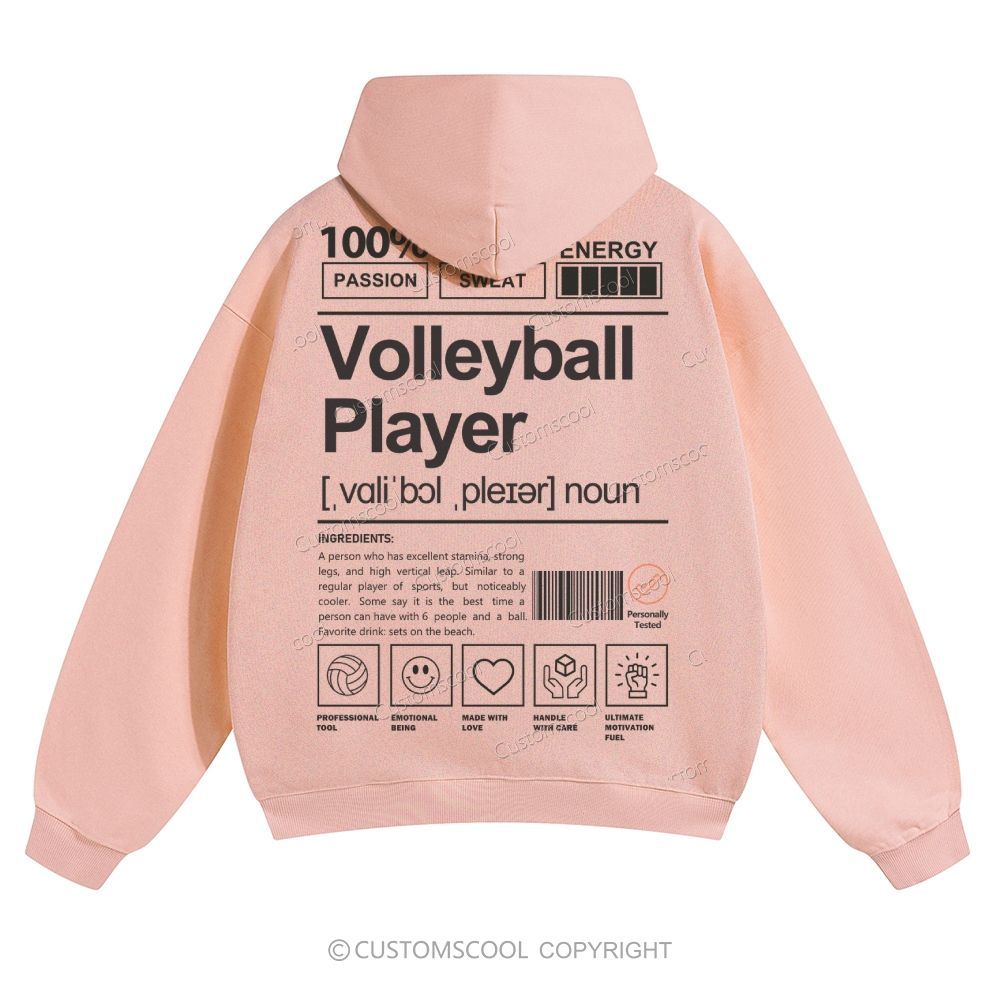 Volleyball Player Solid Color Hoodie Customscool