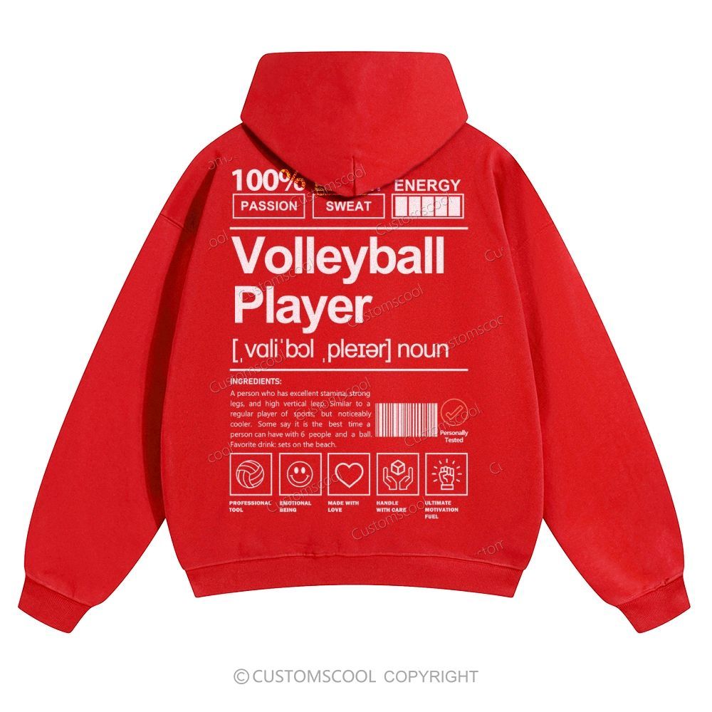 Volleyball Player Solid Color Hoodie Customscool