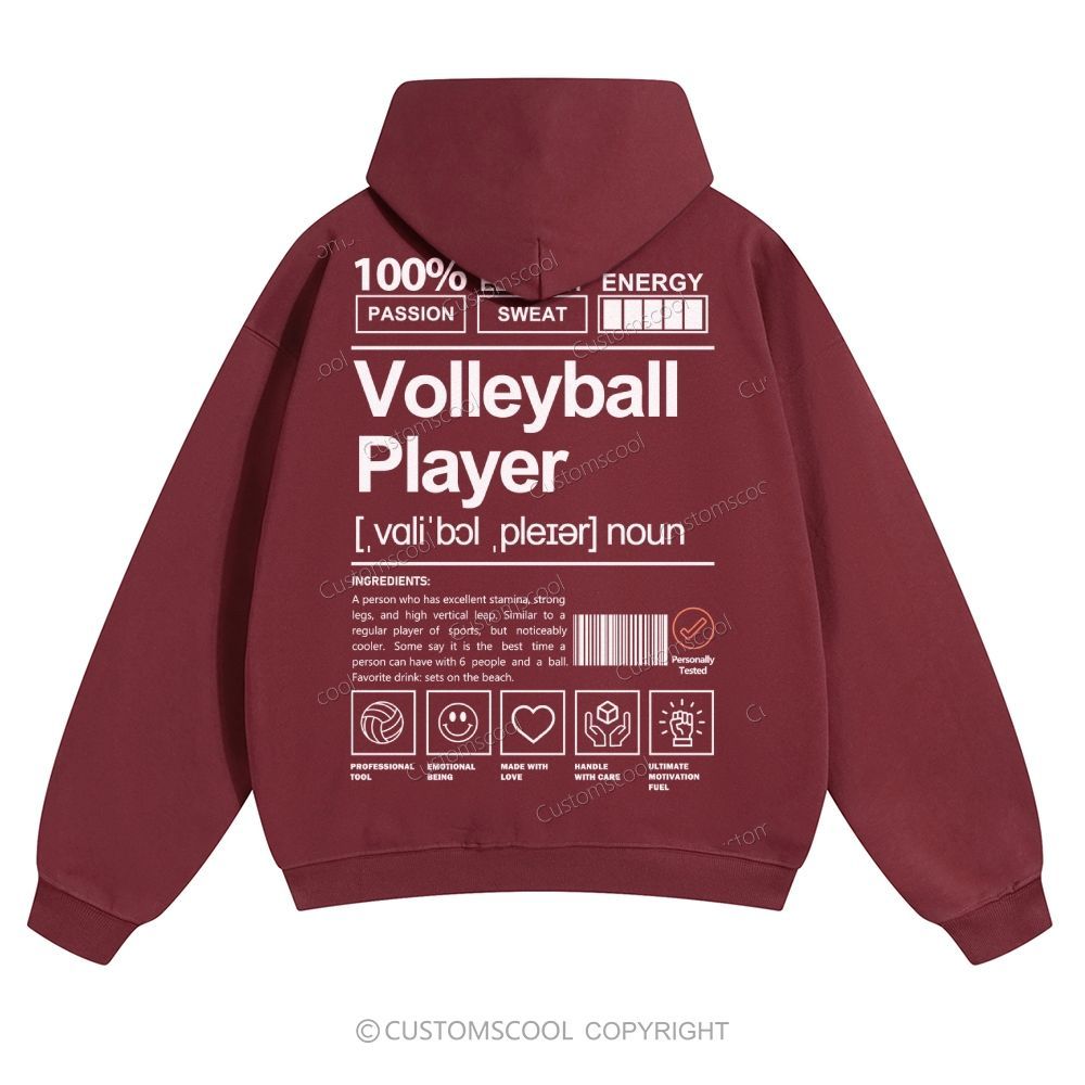 Volleyball Player Solid Color Hoodie Customscool