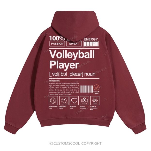 Volleyball Player Solid Color Hoodie Customscool