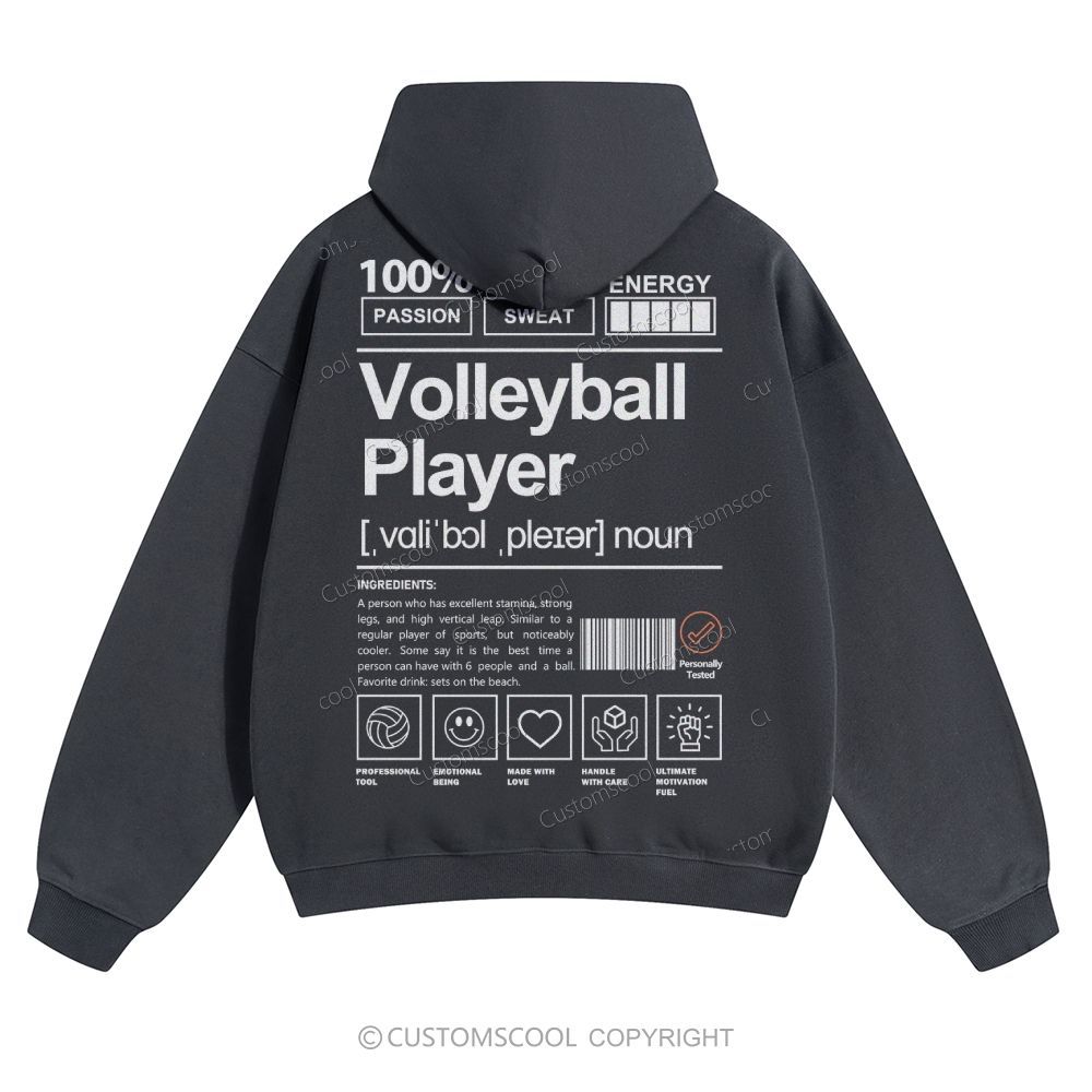 Volleyball Player Solid Color Hoodie Customscool