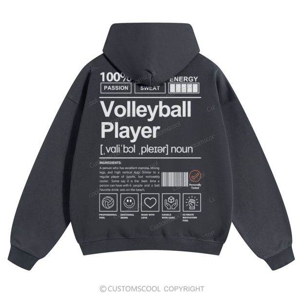 Volleyball Player Solid Color Hoodie Customscool