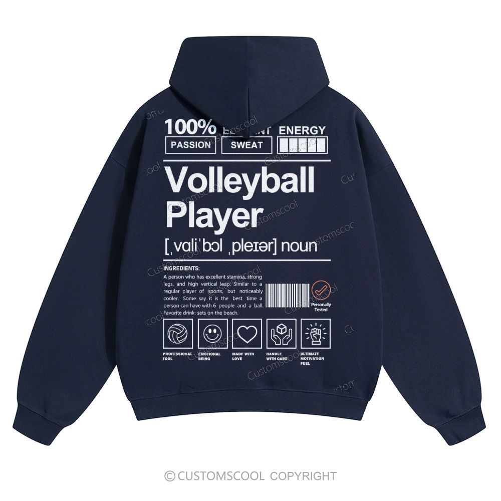 Volleyball Player Solid Color Hoodie Customscool