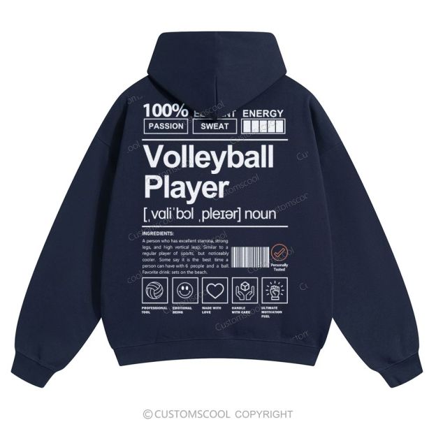 Volleyball Player Solid Color Hoodie Customscool