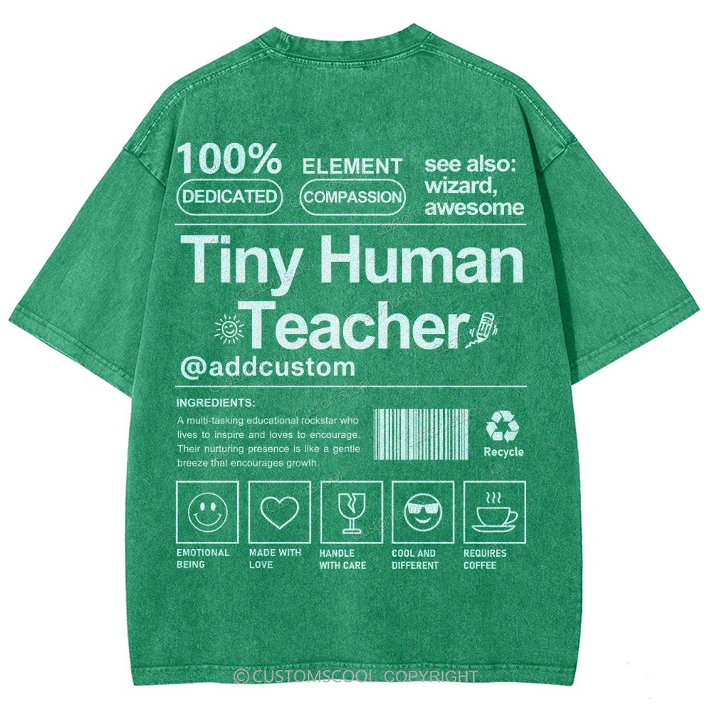 Tiny Human Teacher Addcustom Unisex Fit Washed T-Shirt
