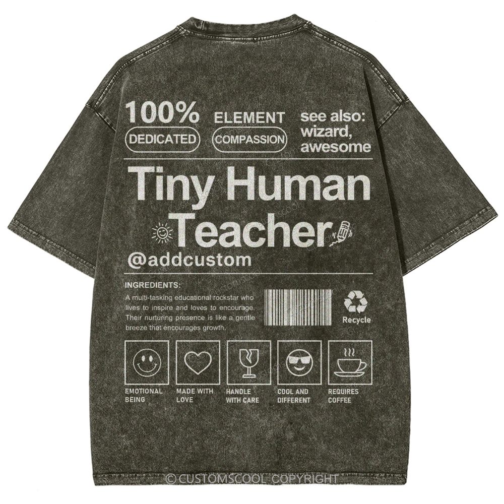 Tiny Human Teacher Addcustom Unisex Fit Washed T-Shirt