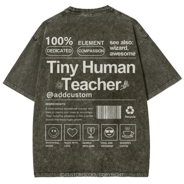 Tiny Human Teacher Addcustom Unisex Fit Washed T-Shirt