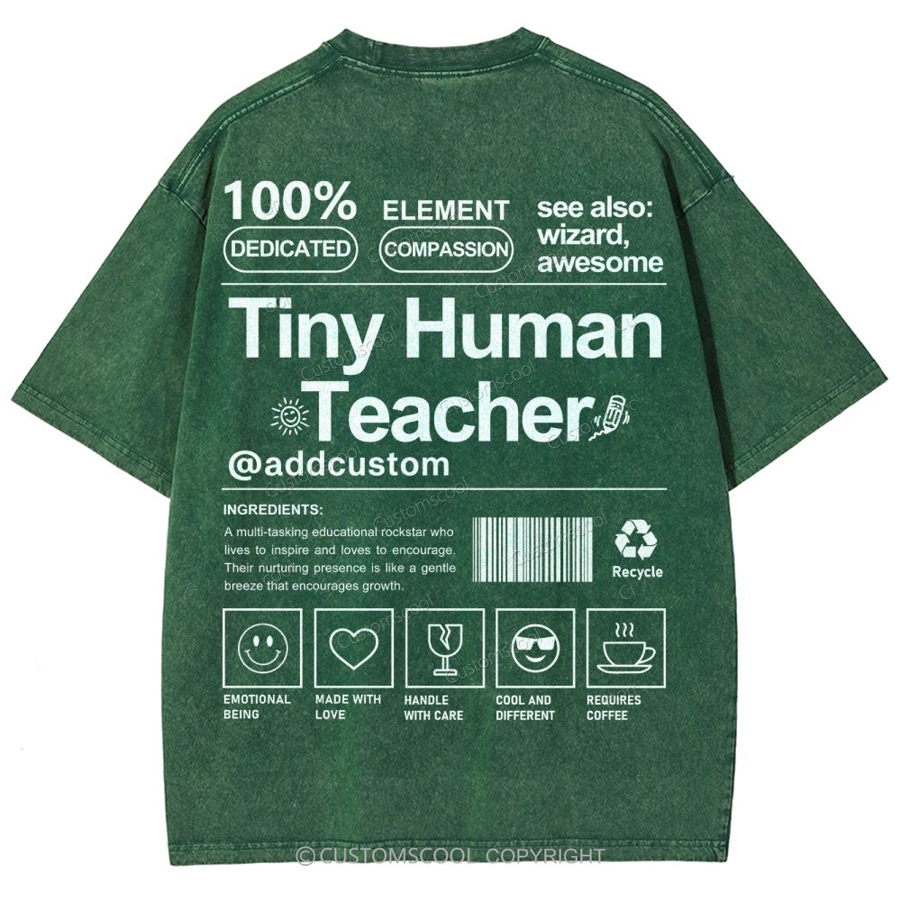 Tiny Human Teacher Addcustom Unisex Fit Washed T-Shirt