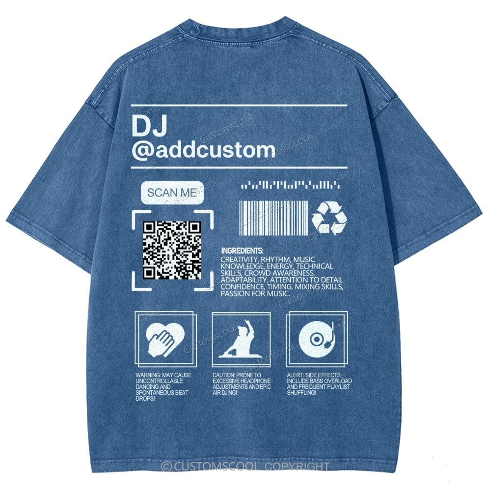 DJ Addcustom QR Code Name Unisex Fit Washed T-Shirt Customscool