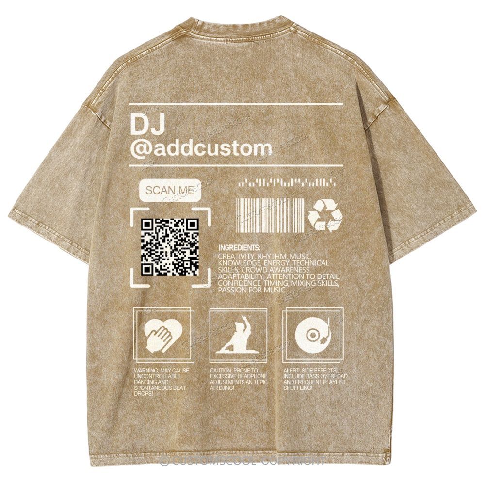 DJ Addcustom QR Code Name Unisex Fit Washed T-Shirt Customscool