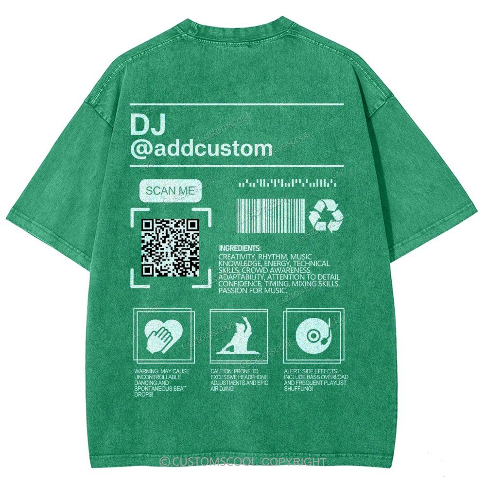 DJ Addcustom QR Code Name Unisex Fit Washed T-Shirt Customscool
