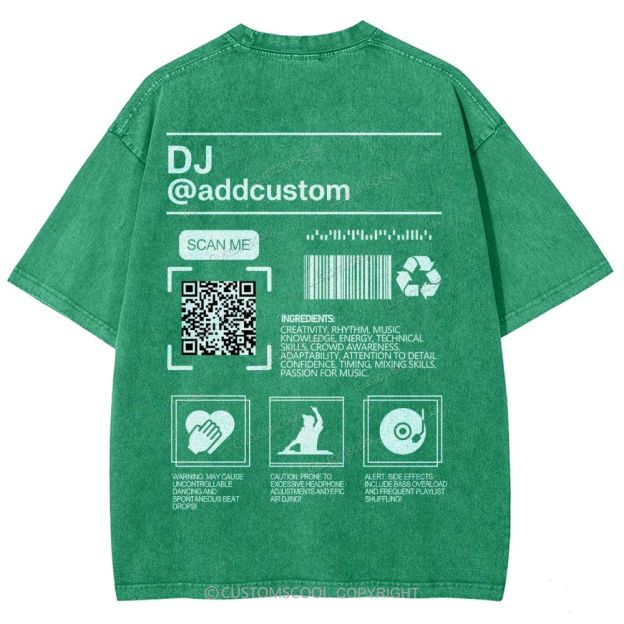 DJ Addcustom QR Code Name Unisex Fit Washed T-Shirt Customscool