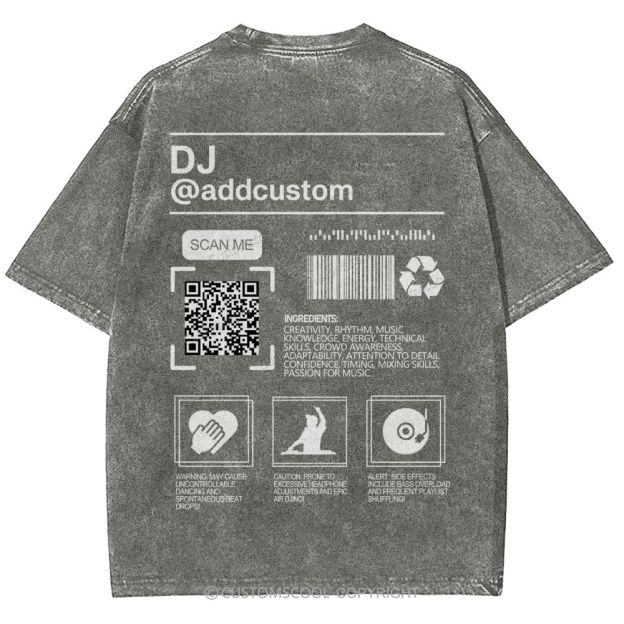 DJ Addcustom QR Code Name Unisex Fit Washed T-Shirt Customscool