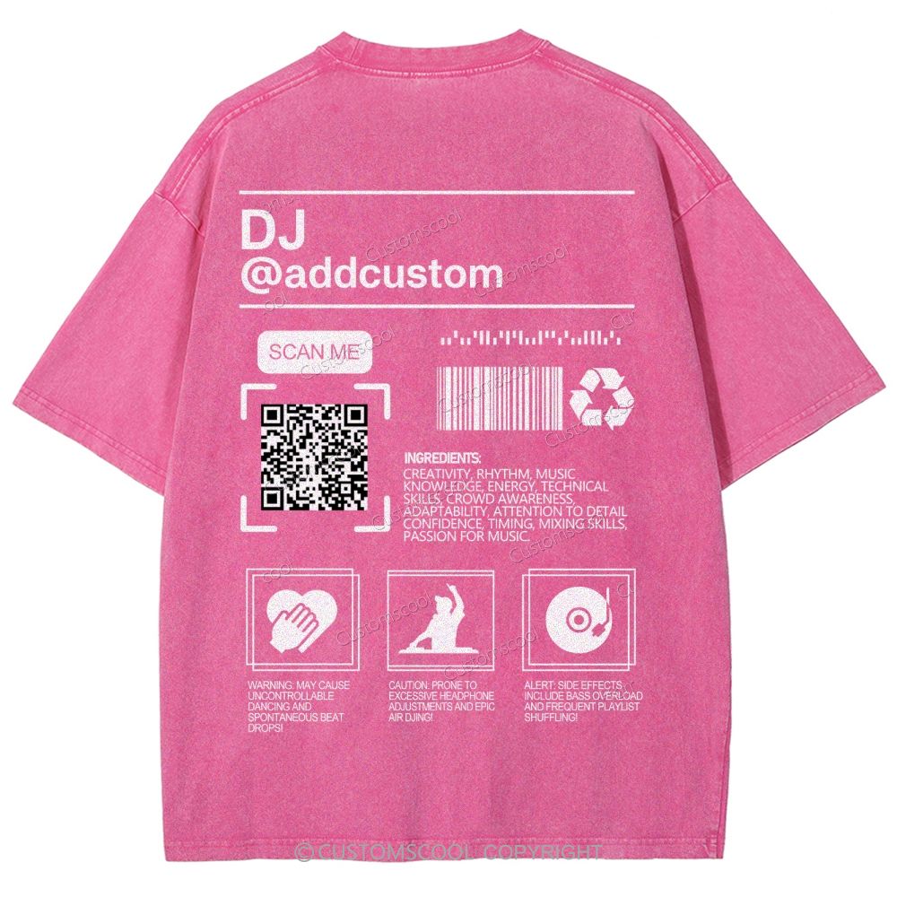 DJ Addcustom QR Code Name Unisex Fit Washed T-Shirt Customscool