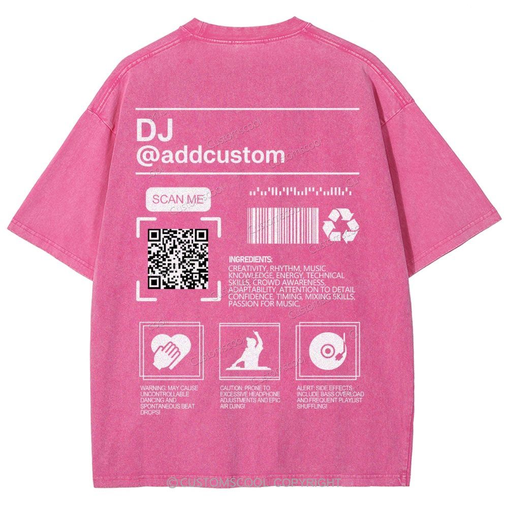 DJ Addcustom QR Code Name Unisex Fit Washed T-Shirt Customscool