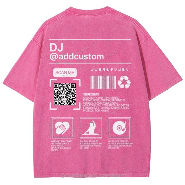 DJ Addcustom QR Code Name Unisex Fit Washed T-Shirt Customscool