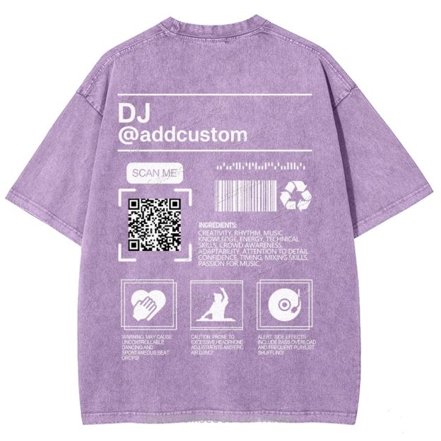DJ Addcustom QR Code Name Unisex Fit Washed T-Shirt Customscool