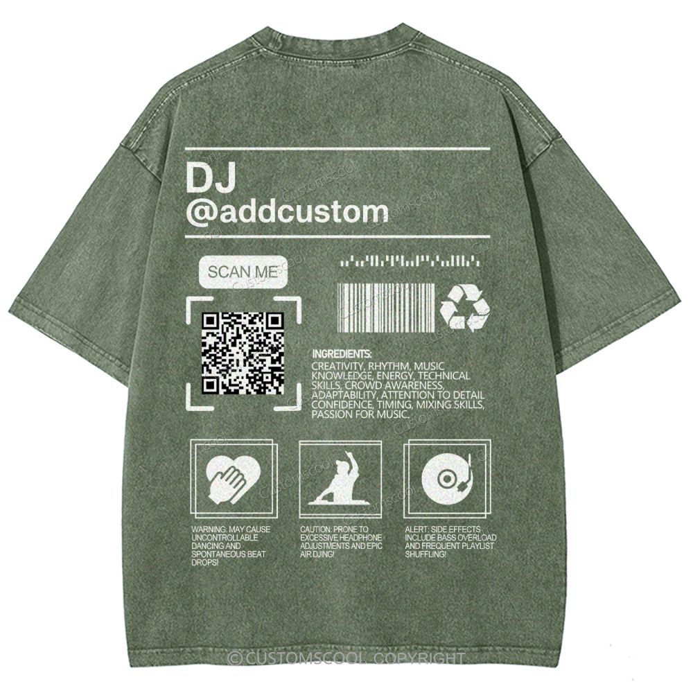 DJ Addcustom QR Code Name Unisex Fit Washed T-Shirt Customscool