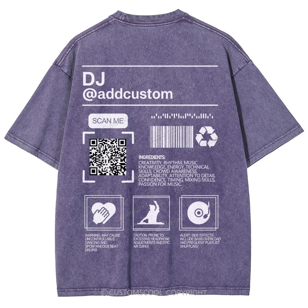 DJ Addcustom QR Code Name Unisex Fit Washed T-Shirt Customscool