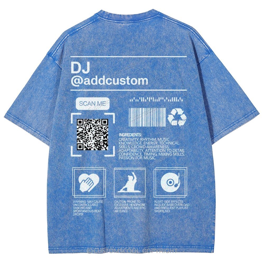 DJ Addcustom QR Code Name Unisex Fit Washed T-Shirt Customscool