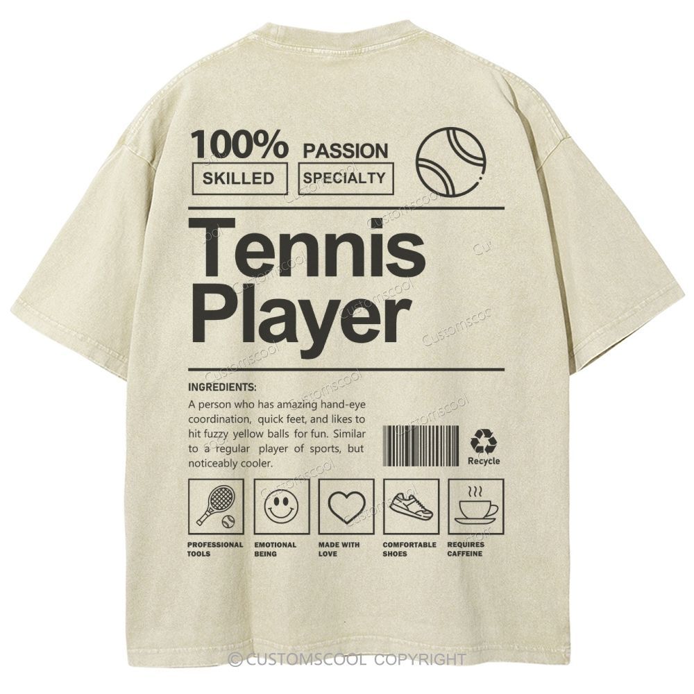 Tennis Player Unisex Fit Washed T-Shirt Customscool