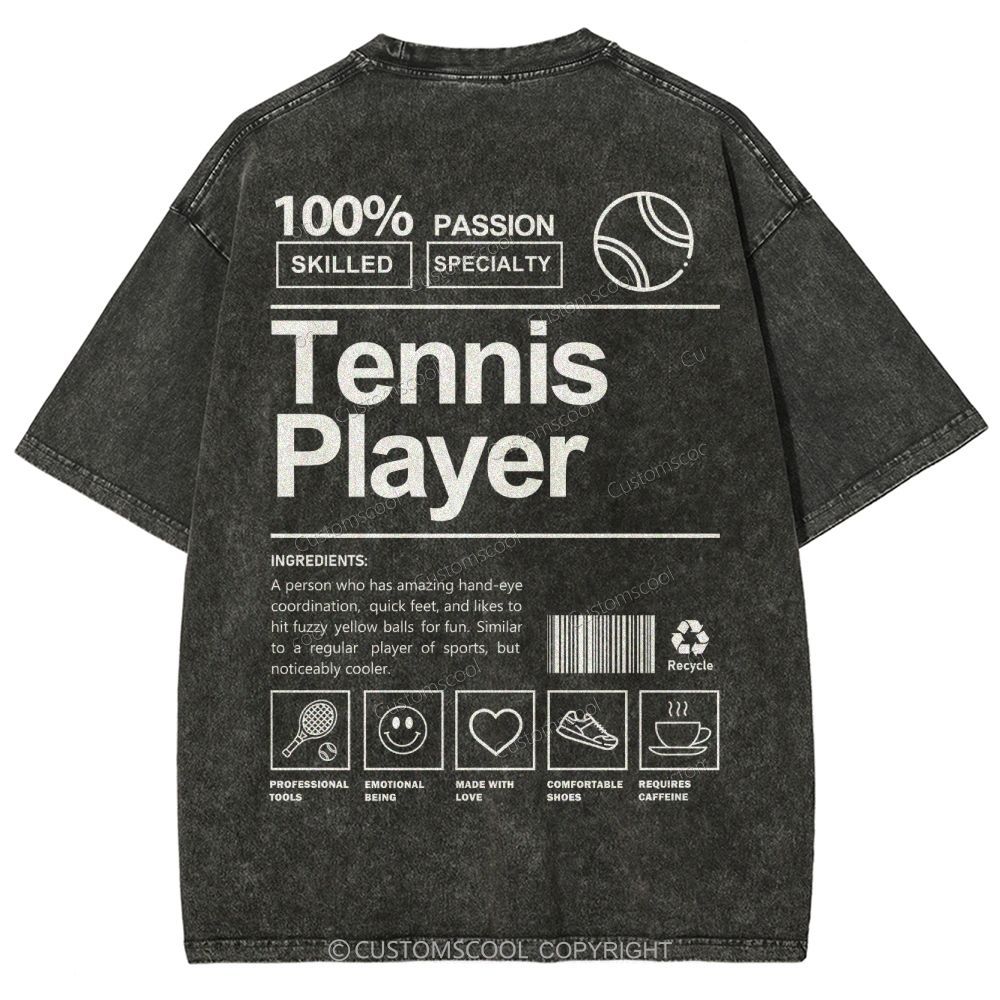Tennis Player Unisex Fit Washed T-Shirt Customscool