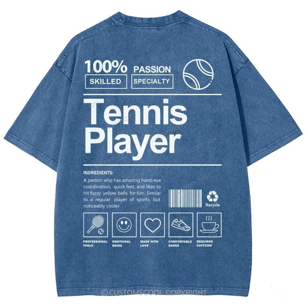 Tennis Player Unisex Fit Washed T-Shirt Customscool