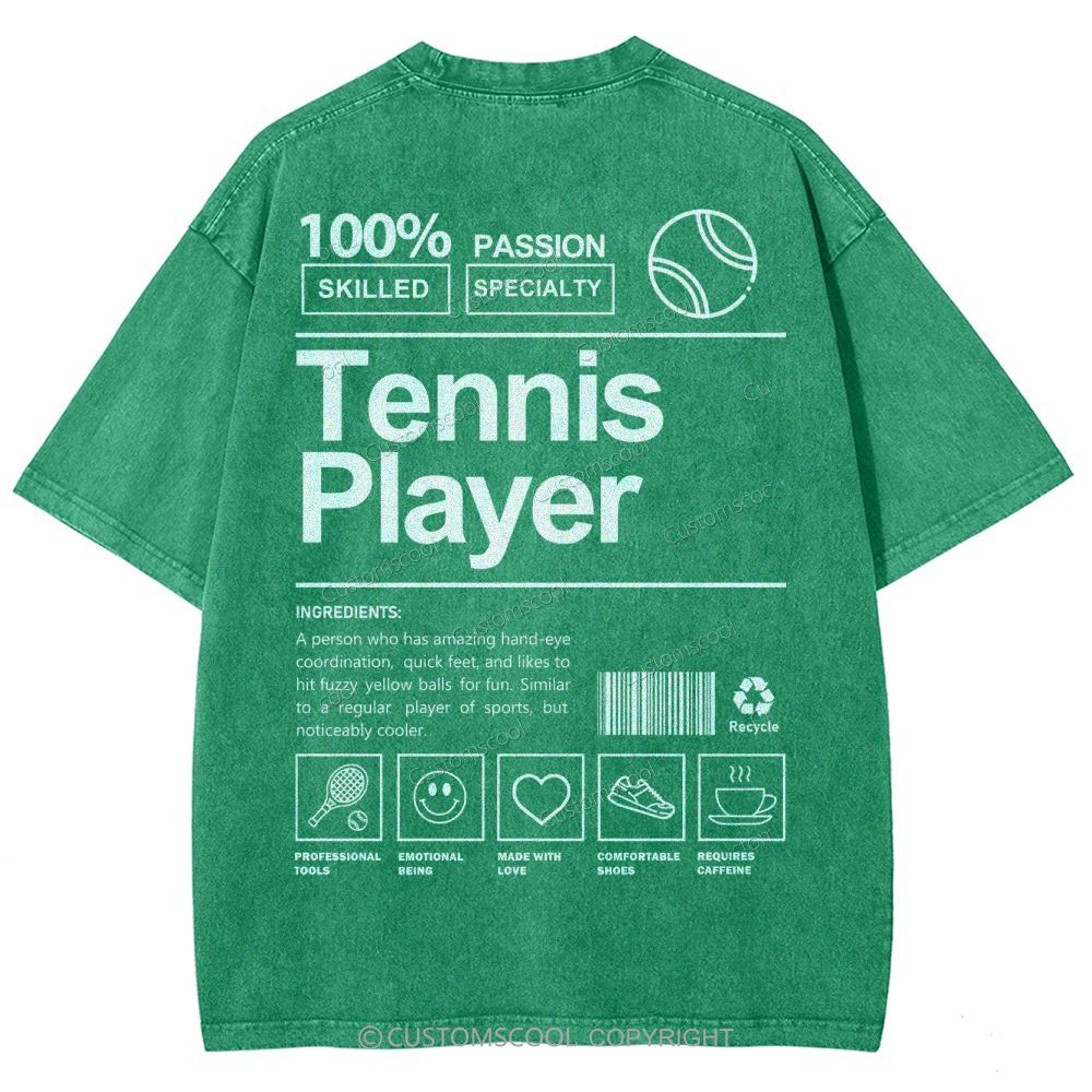 Tennis Player Unisex Fit Washed T-Shirt Customscool