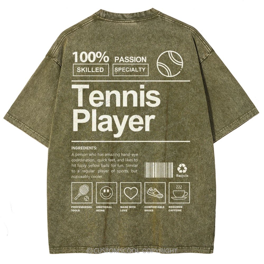 Tennis Player Unisex Fit Washed T-Shirt Customscool