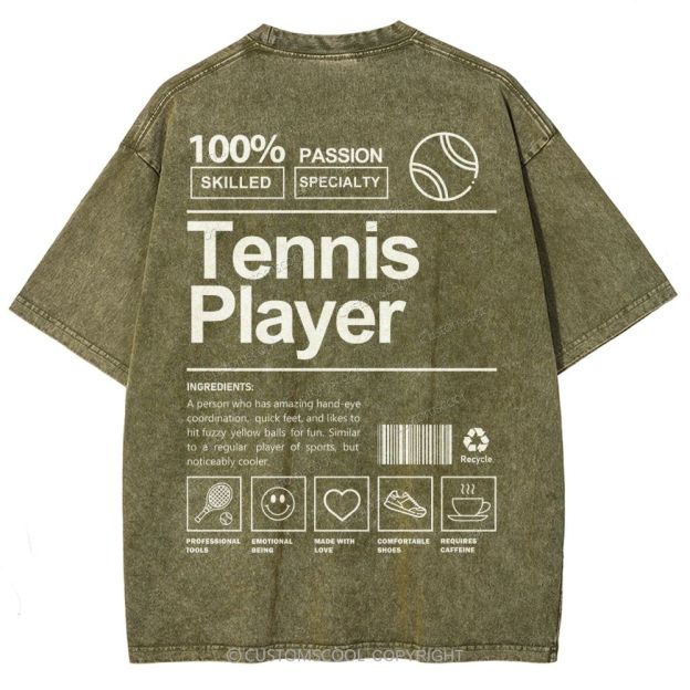 Tennis Player Unisex Fit Washed T-Shirt Customscool