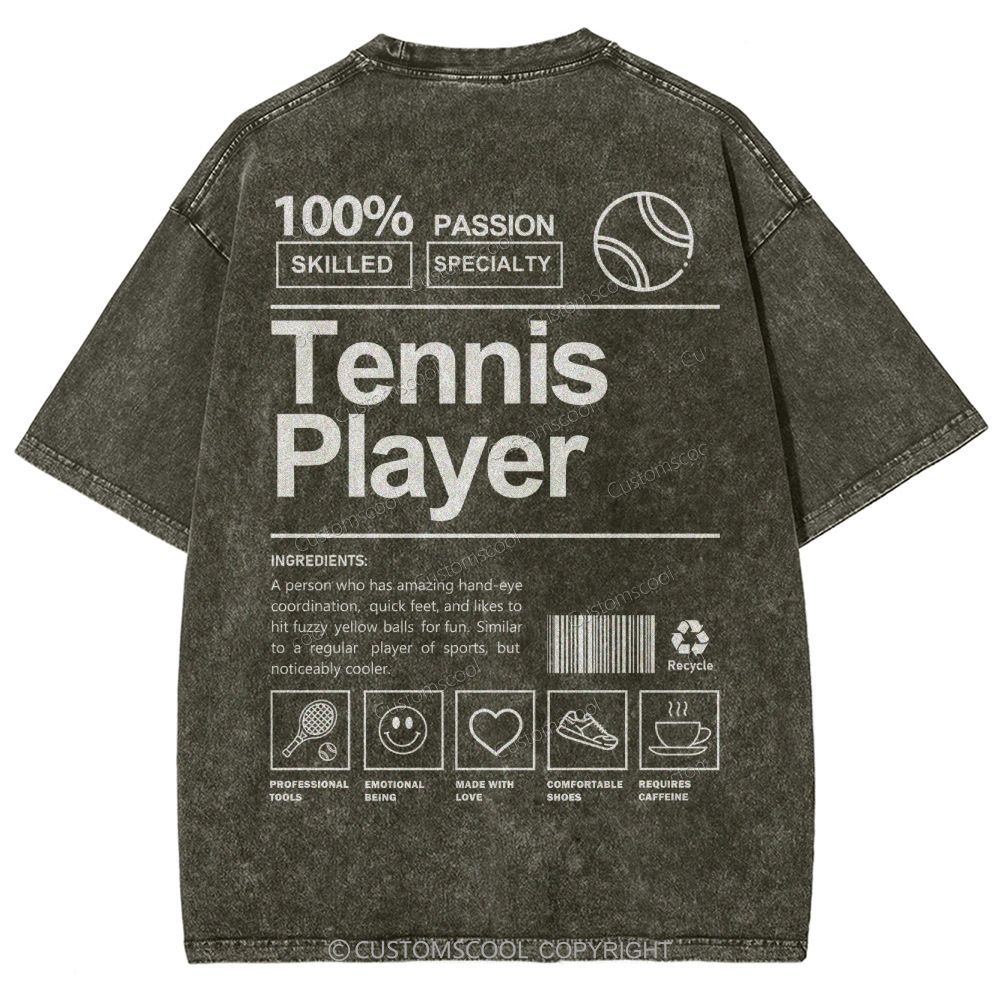Tennis Player Unisex Fit Washed T-Shirt Customscool