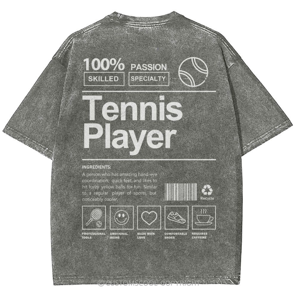 Tennis Player Unisex Fit Washed T-Shirt Customscool