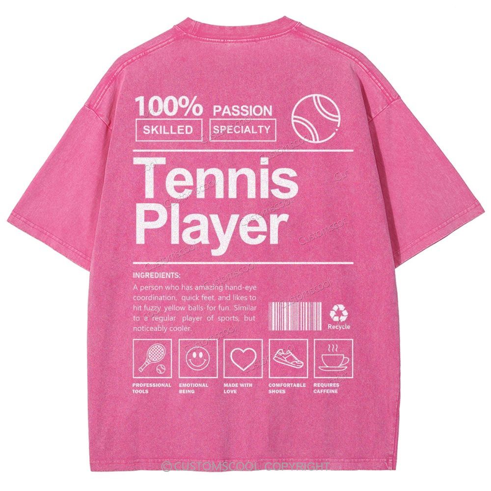 Tennis Player Unisex Fit Washed T-Shirt Customscool
