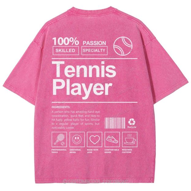 Tennis Player Unisex Fit Washed T-Shirt Customscool