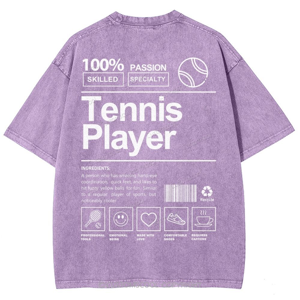 Tennis Player Unisex Fit Washed T-Shirt Customscool