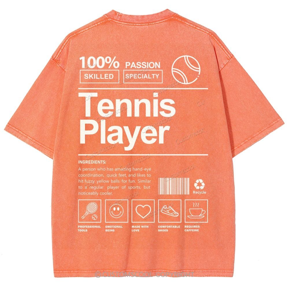 Tennis Player Unisex Fit Washed T-Shirt Customscool